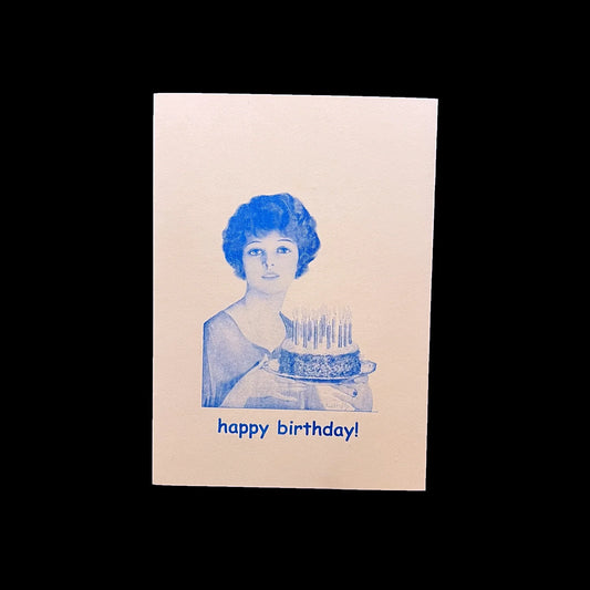 'Happy Birthday' Blue Cake Greetings Card