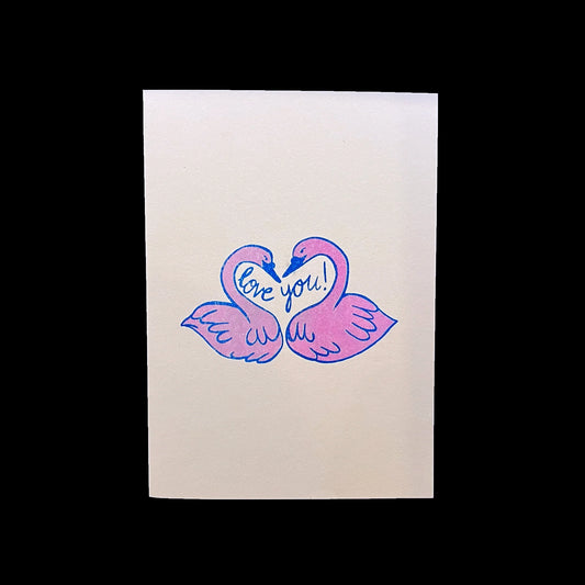 'Love You' Swans Greetings Card