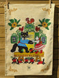 Folk Art Dancing Cats organic cotton tea towel